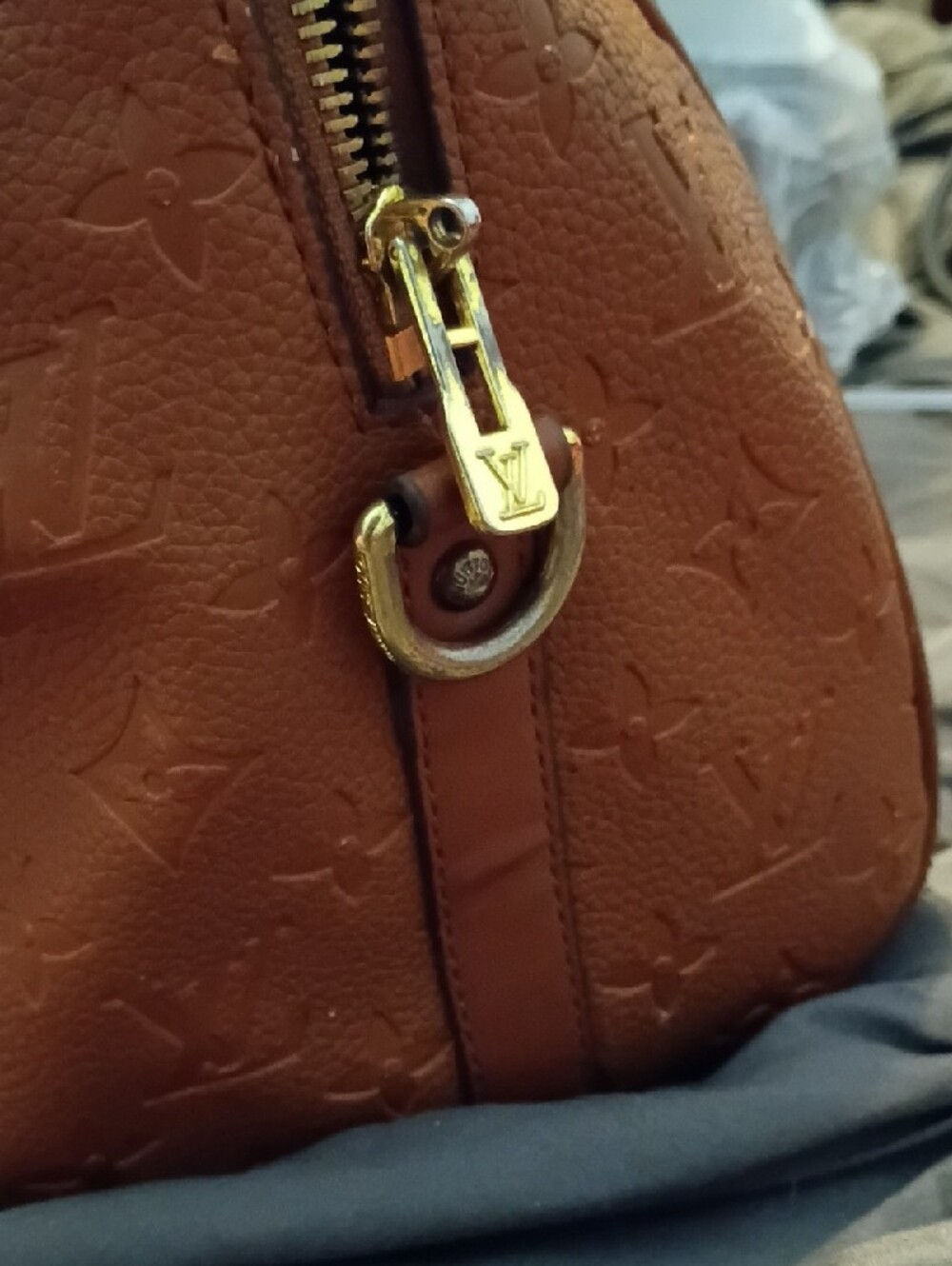 Louis Vuitton Tan Monogram Embossed Leather Satchel with Gold Hardware - Picture 2 of 7
